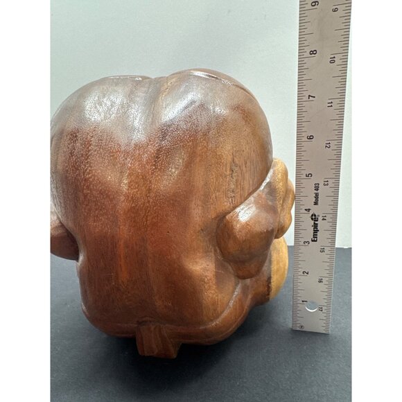 Hand-Carved Smooth Wooden Weeping Crying Buddah 8” Solid Yogi Sculpture Sorrowfu - Picture 4 of 11